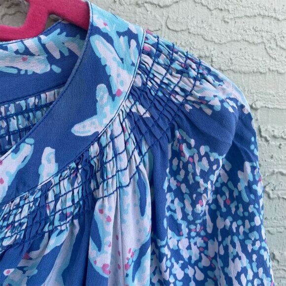 Lilly Pulitzer Elsa Silk Top Indigo Good Reef Size XL - Picture 7 of 11